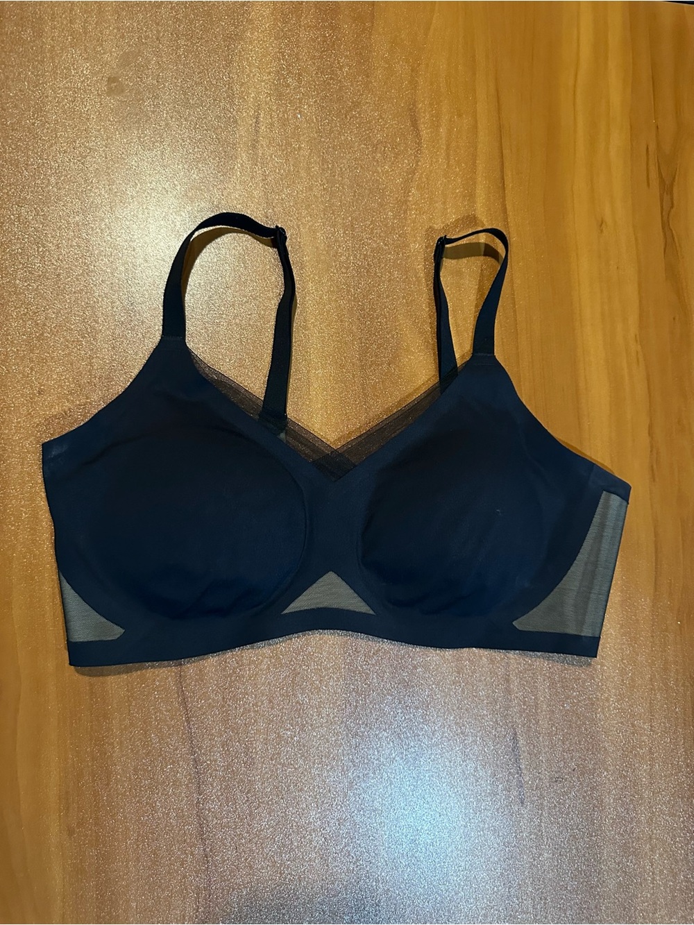 Honeylove Wireless Mesh Panel Comfort Bra Size L Black Support Bra